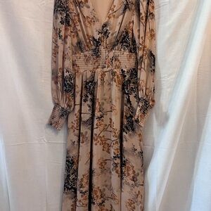 Baltic Born Black and Tan Long Sleeve Wrap Dress